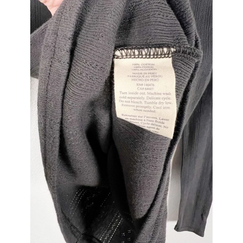 Faherty Pacific Pointell Scoop Neck Long Sleeve Tee T-Shirt Washed Black Small - Picture 6 of 8